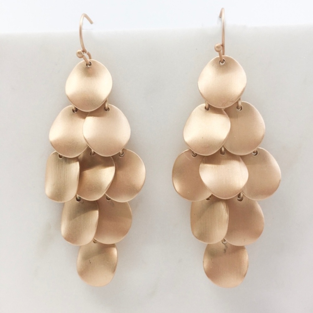 LAST SETMatte Finish goldtone Chandelier earrings - Picture 2 of 6